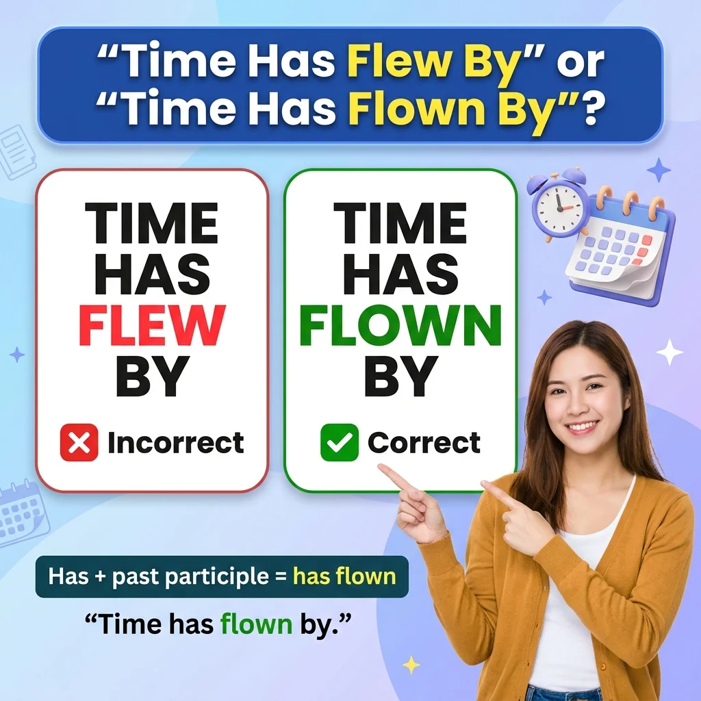 “Time Has Flew By” or “Time Has Flown By”?
